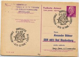 INTERNATIONAL COOPERTIEVE ALLIANTIE De Panne 1970 On East German Postal Card P74A Private Print  #1 - Herdenkingsdocumenten