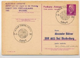 15 Years EUROPEAN IDEA Gent 1970 Auf DDR P74 A Antwort-Postkarte ZUDRUCK BÖTTNER #1 - Herdenkingsdocumenten