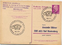 DDR P74 A Antwort-Postkarte ZUDRUCK BÖTTNER #1 Auf TELEFON ROESELARE Belgien 1971 - Covers - Mint