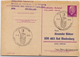 SINT-AMANDSBERG Gent Belgien 1970 Auf DDR P74 A Antwort-Postkarte ZUDRUCK BÖTTNER #1 - Herdenkingsdocumenten