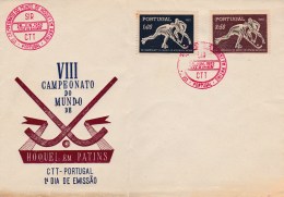 VIII Campeonato Do Mundo De HOQUEL Em PATINS . 1 Dia De Emissao 28 Jun 1952. PORTUGAL. - Covers & Documents