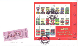 Great Britain 2001 Buses Miniature Sheet FDC NEW PRICE - 2001-2010 Dezimalausgaben