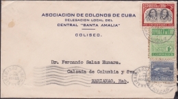 1952-H-43 CUBA. REPUBLICA. SUGAR MILLS COVER. 1952. CENTRAL SANTA AMALIA, COLISEO. - Briefe U. Dokumente