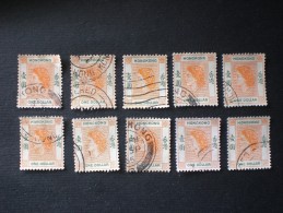 STAMPS HONG KONG 香港 1954 Queen Elizabeth II 1 $ X 10 PEZZI !! 茅根 中國 - Used Stamps