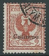 1912 EGEO CALINO USATO AQUILA 2 CENT - U26-7 - Egeo (Calino)