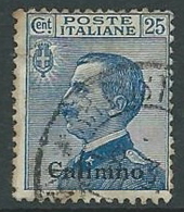 1912 EGEO CALINO USATO EFFIGIE 25 CENT - U26-7 - Egeo (Calino)