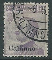 1912 EGEO CALINO USATO EFFIGIE 50 CENT - U26-7 - Egeo (Calino)