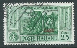 1932 EGEO CASO USATO GARIBALDI 25 CENT - U26-9 - Aegean (Caso)