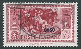 1932 EGEO CASO USATO GARIBALDI 75 CENT - U26-9 - Aegean (Caso)