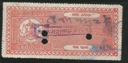 BUNDI State One Anna Perforated Court Fee Type 12 K&M, As Per Scan  Inde Indien India Fiscaux Fiscal Revenue - Bundi