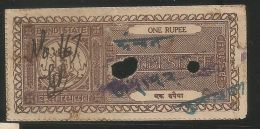 BUNDI State 1 Rupee Brown Variety Court Fee Type 12 K&M, As Per Scan  Inde Indien India Fiscaux Fiscal Revenue - Bundi