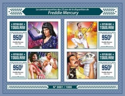 Togo 2016, Music, F. Mercury, Cat, 4val In BF IMPERFORATED - Sänger