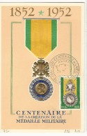 ALGERIE - 1952 - CARTE MAXIMUM Du CENTENAIRE De La MEDAILLE MILITAIRE - Maximumkaarten