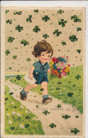 BAUMGARTEN, BIRTHDAY, CHILDREN, RAINING SHAMROCKS, LITTLE BOY, EX Cond. Litho PC, Used 1934, UNSIGNED - Baumgarten, F.