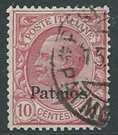 1912 EGEO PATMO USATO EFFIGIE 10 CENT - U27-3 - Egeo (Patmo)