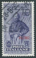 1932 EGEO PATMO USATO GARIBALDI 5 LIRE - U27-3 - Egeo (Patmo)