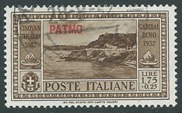 1932 EGEO PATMO USATO GARIBALDI 1,75 LIRE - U27-3 - Egeo (Patmo)