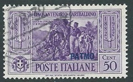 1932 EGEO PATMO USATO GARIBALDI 50 CENT - U27-4 - Egeo (Patmo)