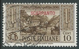 1932 EGEO SCARPANTO USATO GARIBALDI 10 CENT - U27-7 - Aegean (Scarpanto)