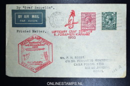 Graf Zeppelin 5. Südamerikafahrt  Sieger 226 B Norwich Berlin Friedrichshafen Rio De Janeiro Brasil. - Covers & Documents