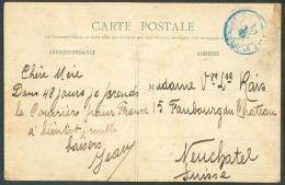 C.V (Marchands De Viande Dans La Brousse) Obl. Dc Bleu DIEGO SUAREZ - MADAGASCAR Vers Neufchatel - 11065 - Storia Postale