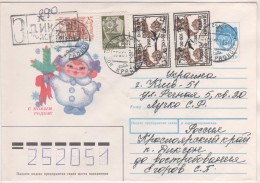 RUSSIE 1994   - TIMBRES SURCHARGES TETE BECHE  DIKSON 1993 AVION, OURS BLANCS - CACHET D ARRIVEE AU VERSO - Plaatfouten & Curiosa