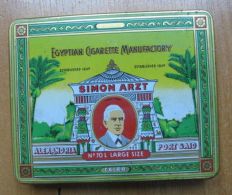 AC - EGYPTIAN CIGARETTE MANUFACTORY SIMON ARTZ CIGARETTES EMPTY TIN BOX - Tabaksdozen (leeg)