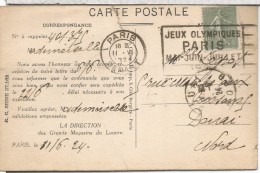 FRANCIA PARIS JUEGOS OLIMPICOS DE 1924 MAT RODILLO EN TARJETA POSTAL - Ete 1924: Paris