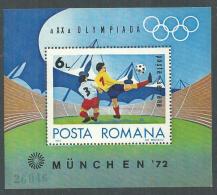 Roumanie BF N° 98 XX  Jeux Olympiques De Munich : Football, Le Bloc Sans Charnière, TB - Nuevos