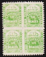 1866-1867. SAN TOMAS LA GUIRA Pto CABELLO. PAQUETE DOS REALES. 4-BLOCK. Green. (Michel: FACIT LG 17) - JF193849 - Deens West-Indië