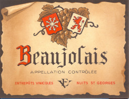 1 Etiquette Ancienne De BEAUJOLAIS - NUITS SAINT GEORGES - Beaujolais