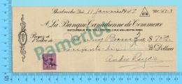 Sherbrooke Quebec Cheque1947 - Ministre Johnny Bourque Union Nationale Gouv. Duplessis + Signature  -2 Scans - Chèques & Chèques De Voyage