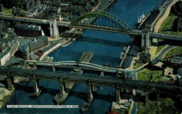 TYNE And WEAR - NEWCASTLE -  TYNE BRIDGES (AERIAL)  T356 - Newcastle-upon-Tyne