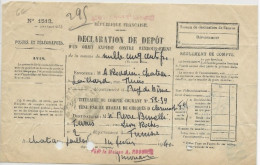 TUNISIE - 1941 - DECLARATION De DEPOT D'un OBJET EXPEDIE CONTRE REMBOURSEMENT De TUNIS Pour Le PUY DE DOME - Briefe U. Dokumente