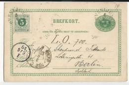 SUEDE - 1889 - CARTE ENTIER De SVENLJUNGA Pour BERLIN - 1885-1911 Oscar II