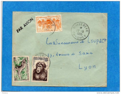 MARCOPHILIE-lettre  Avion DAHOMEY-cad  BIMBEREKE 1955-3stamps - Animals N°51-2 Pangolin+chimpanzé Pour Françe Bel Afffrt - Storia Postale