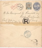 LBL37ETR - SEYCHELLES ENTIER POSTAL ENVELOPPE + TPM EN RECOMMANDE POUR PARIS 26/9/18895 - Seychelles (...-1976)