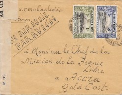 LBL37ETR - SIERRA LEONE LETTRE   AVION DU 23/4/1943 POUR ACCRA CENSURE - Sierra Leone (...-1960)