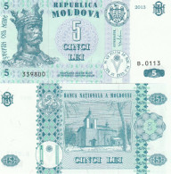 Moldova P9, 5 Leu, King Stefan The Great / St. Demetrius Church, UNC, UV Image - Moldavië