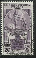 EMISSIONI GENERALI 1932 CINQUANTENARIO ERITREO CENT. 20 C. USATO USED OBLITERE´ - Emissions Générales