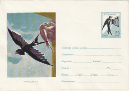 BIRDS, SWALLOW, COVER STATIONERY, ENTIER POSTAL, 1961, ROMANIA - Hirondelles