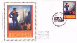 2788  FDC Soie J0 Belgique Syndicat Fgtb 100 Ans 7-11-1998 3970 Leopoldsbourg - 1991-2000