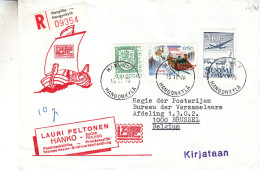 Finlande - Lettre Recommandée De 1976 - Oblitération Hangöby Hangonkyla - églises - Chevaux - Traineau - Avions - Storia Postale