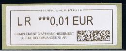 ATM-NABANCO, IER, NANTES BEAULIEU, LR 0.01€, Complément LET. RECOMMANDEE AR, Code DATAMATRIX SUR PAPIER THERMIQUE BLANC, - 2010-... Illustrated Franking Labels