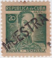 1937-233 CUBA. REPUBLICA. 1937. Ed.325. ESCRITORES. 20c VENEZUELA BOLIVAR. MUESTRA PROOF. GOMA MANCHAS. - Usati