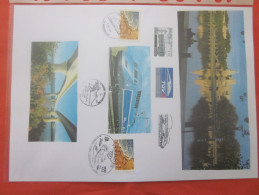 THEME:TRAIN A GRANDE VITESSE TGV TRANSPORTS CHEMIN DE FER FRANCAIS MARSEILLE  TGV TRAIN VELO  BLOC FEUILLET 2 TIMBRES - Used