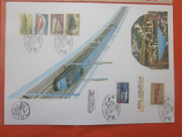 THEME:TRAIN A GRANDE VITESSE TGV TRANSPORTS CHEMIN DE FER FRANCAIS AVIGNON  TGV TRAIN VELO  BLOC FEUILLET 6 TIMBRES - Used