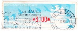 VIGNETTE LISA  "   LA BAULE    Ville De Congrès  "     3.00  Fr  (sur Fragment) - 1990 « Oiseaux De Jubert »