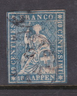 Switzerland 1854 Helvetia, 10 Rappen Blue Used - Usados