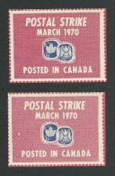 B28-39 USA Postal Strike March 1970 To Canada Two Varieties MNH Local Post - Local, Strike, Seals & Cinderellas